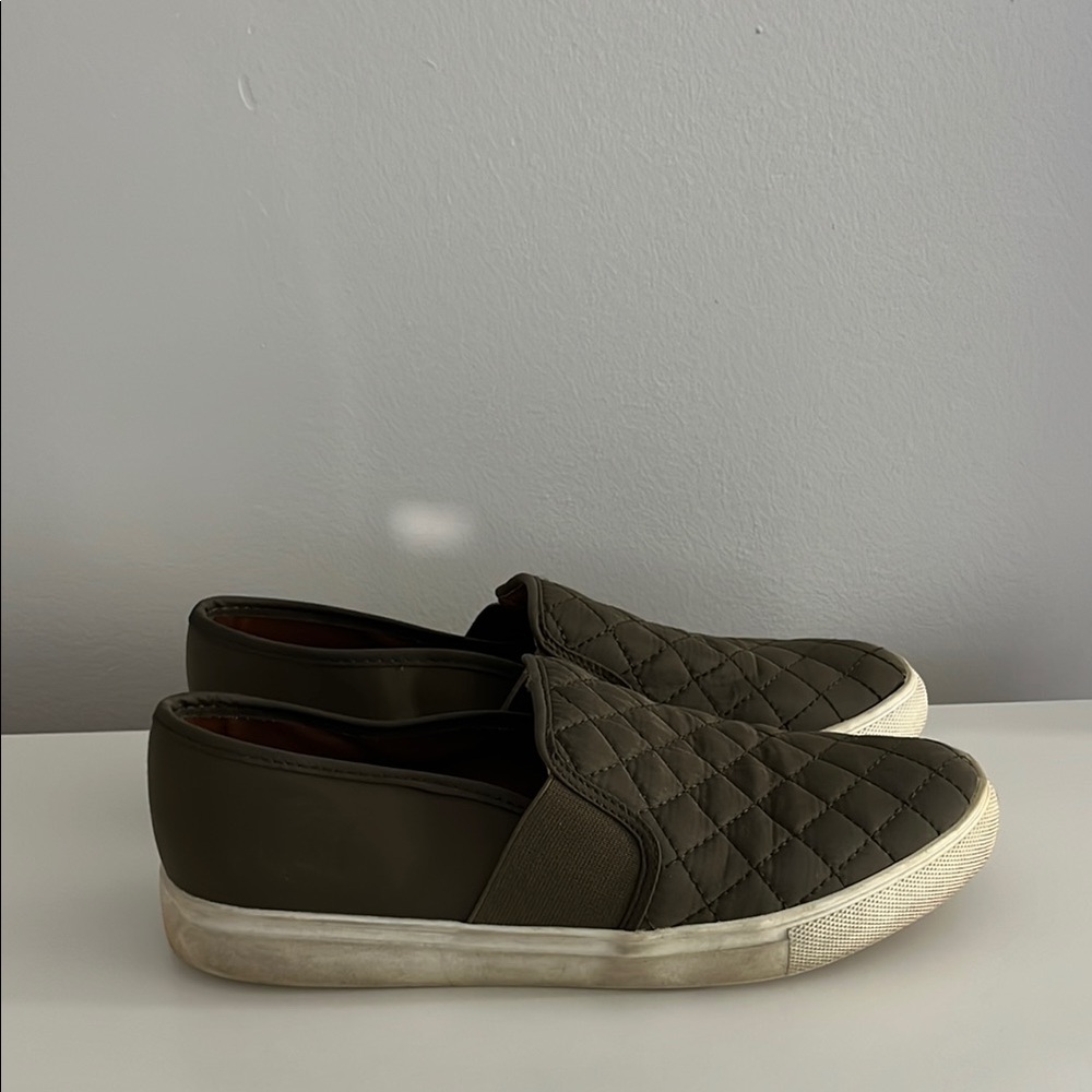 Steve Madden Quilted Slip-On Shoes - Olive